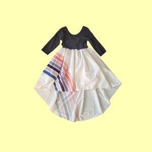 Girls' Oopsie Daisy Purple Tone Long Sleeve Rainbow Hi-Lo Dress 6-8Y